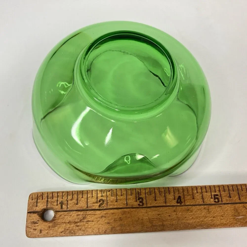 Vtg Anchor Hocking Forest Green Chip N Dip Bowls MCM 2pc Set (No Hanger)